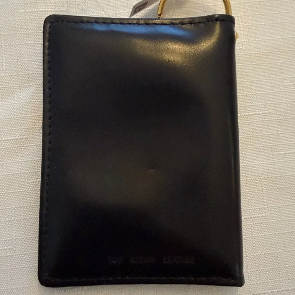 Black Leather Cardholder with Gold Keychain